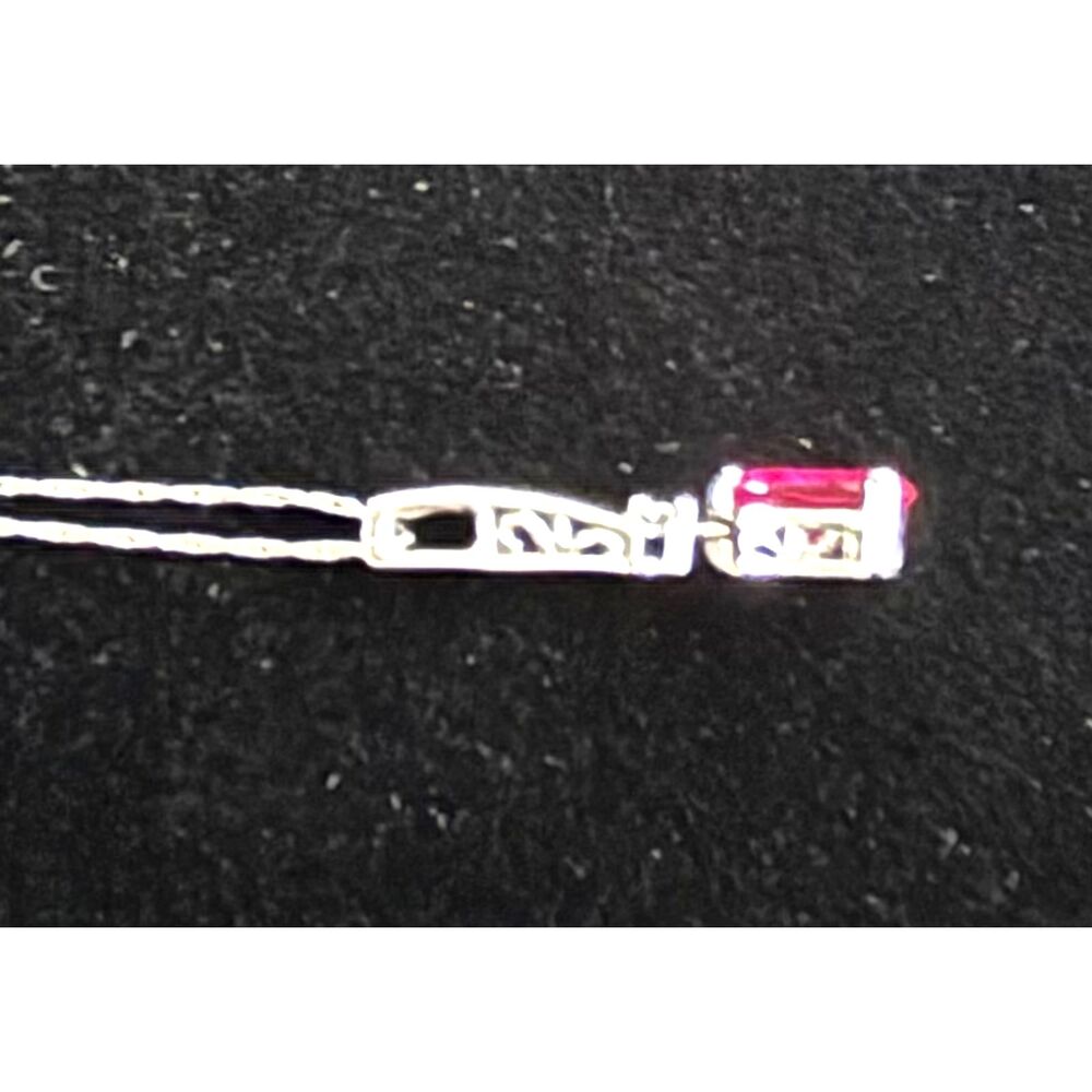 Italy 925 Sterling Silver Red Glass Ruby Drop Pendant Necklace Teardrop Dangle - Picture 5 of 7